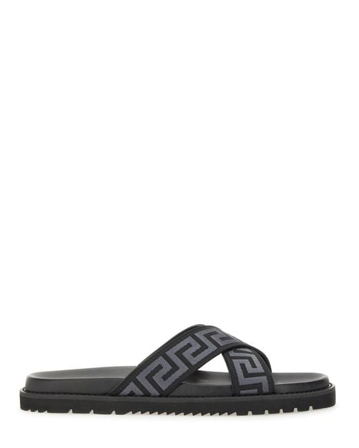 Versace Black Sandal With Logo for men