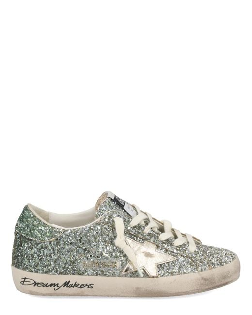Golden Goose Deluxe Brand White Super-Star Glitter Sneakers