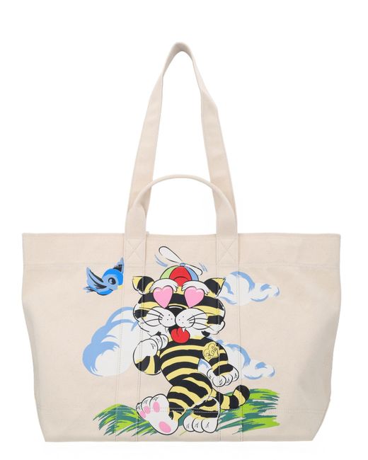 KENZO White Cartoon Tote Bag Large