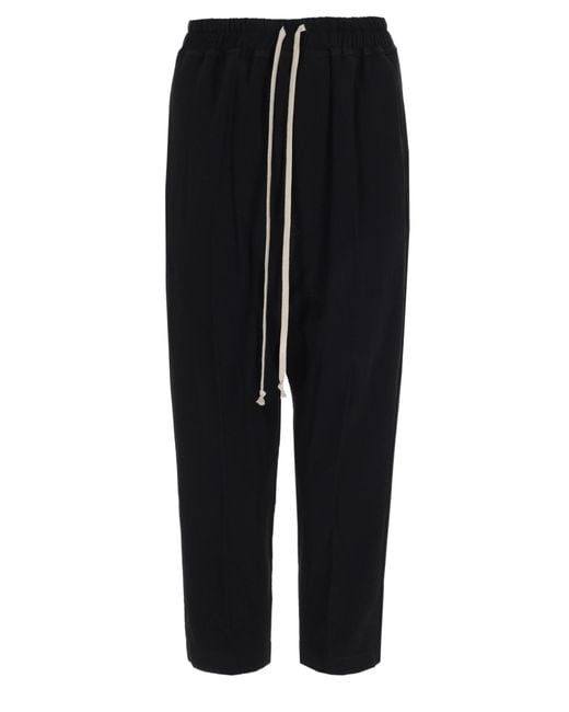 Rick Owens Black Pantalone "Drawstring Astaires" Cropped