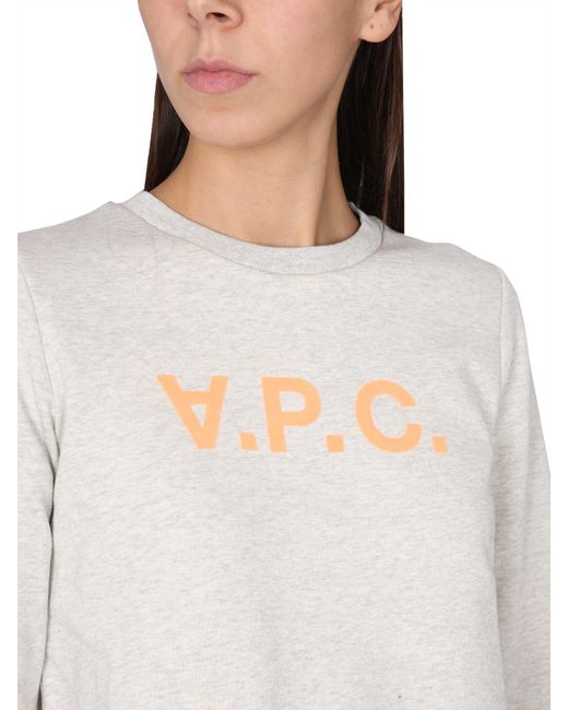 FELPA IN COTONE CON LOGO FLOCCATO di A.P.C. in White