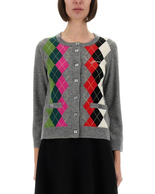 Ganni Black Jacquard Cashmere Cardigan