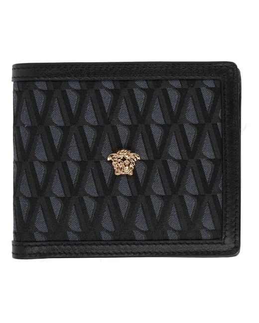 Versace Black Wallet With Logo for men