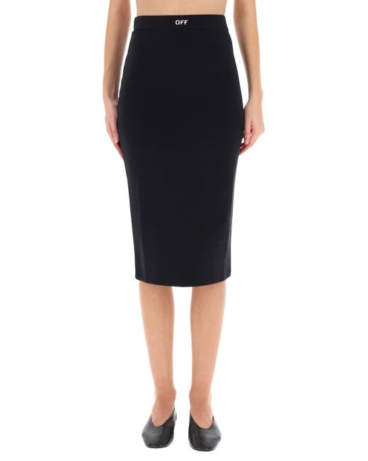 Off-White c/o Virgil Abloh Black Fitted Midi Skirt With Logo Embellishment