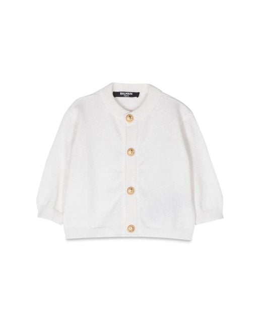 Balmain White Cardigan With Buttons
