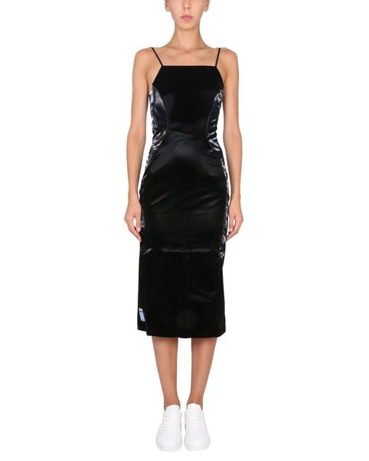 McQ Alexander McQueen Black Midi Dress With Thin Adjustable Straps