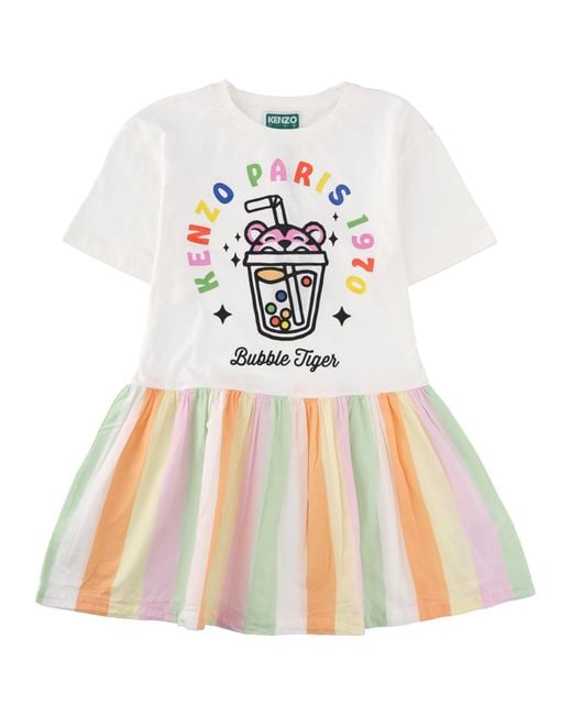 KENZO White Vestito "Bubble Tiger"