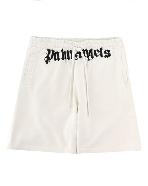 Palm Angels White Shorts Con Logo for men