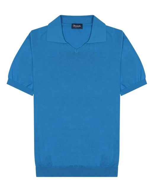 Drumohr Blue Cotton Polo for men