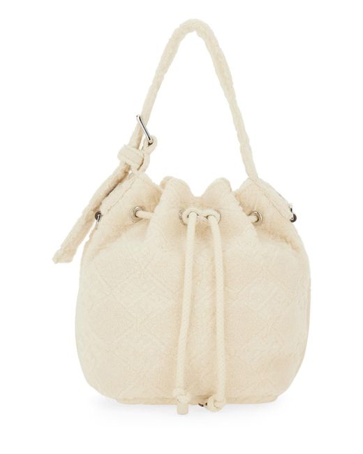 Tory Burch Natural "T Monogram" Mini Bucket Bag