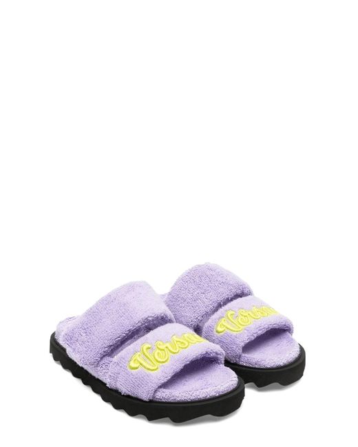 Versace White Terry Slipper And Embroidery