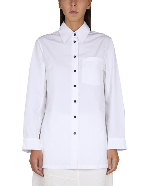 Jil Sander White Poplin Shirt With Pointed Collar