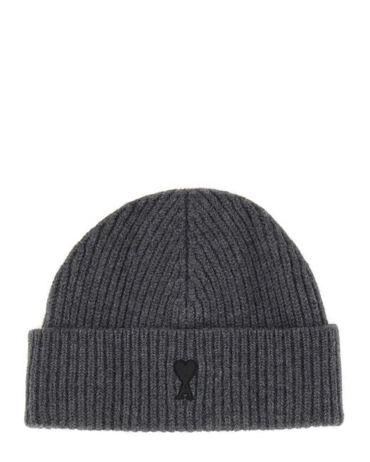 AMI Gray Wool Hat With Logo
