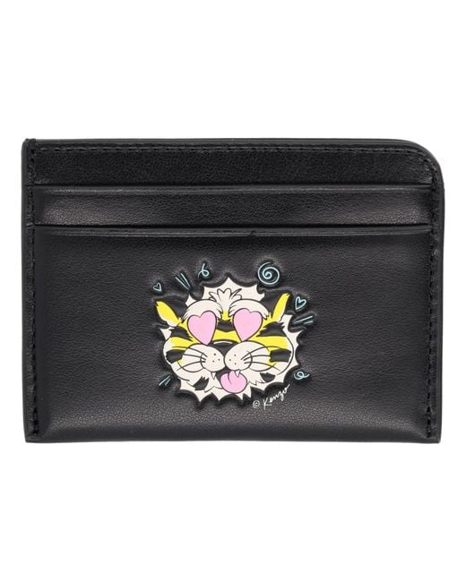 KENZO Black Card Holder Wild Tiger" for men