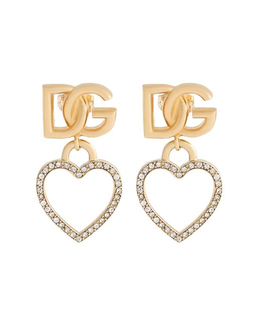 Dolce & Gabbana White Dolce & Gabbana Stud Earrings With Hearts And Logo