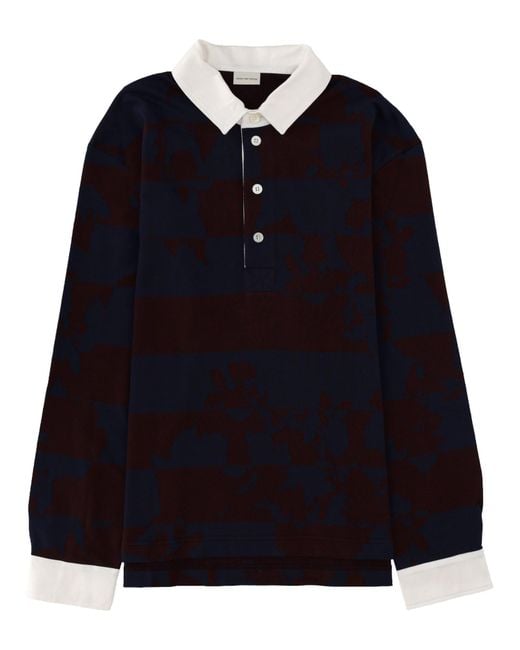 Dries Van Noten Black Cotton-Jersey Polo Shirt for men
