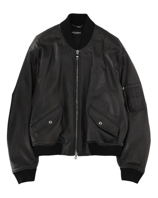 Dolce & Gabbana Black Solid Mock Collar Jacket for men