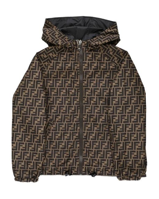 Fendi Gray K-Way "Delfi" Doubleface