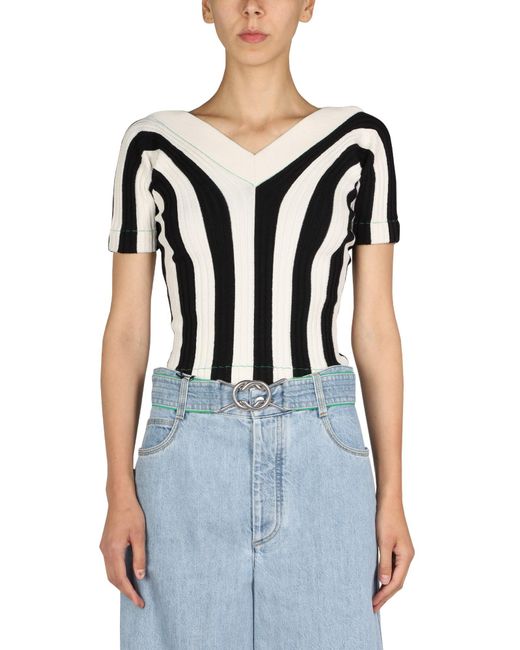 Bottega Veneta Blue Striped Pattern Top
