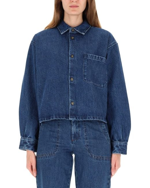 A.P.C. Blue Cropped Boxy Denim Jacket