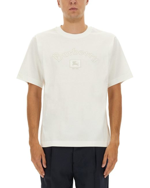 Burberry White Gothic Logo T-Shirt for men