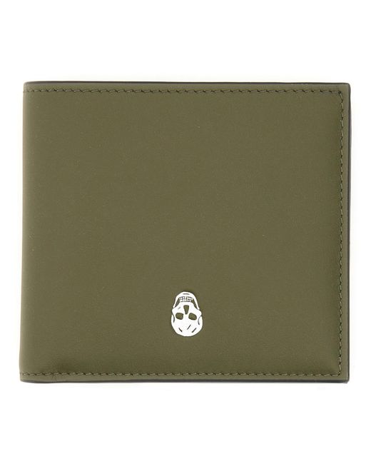 McQueen Green Bifold Wallet "The Skull" for men