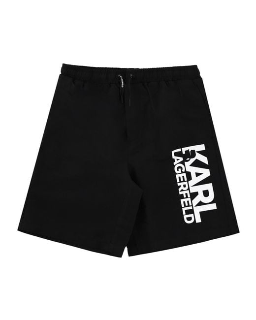 Karl Lagerfeld Black Shorts Con Logo