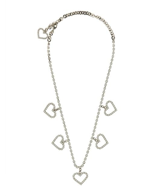 Alessandra Rich Multicolor Crystal Necklace With Heart Pendants