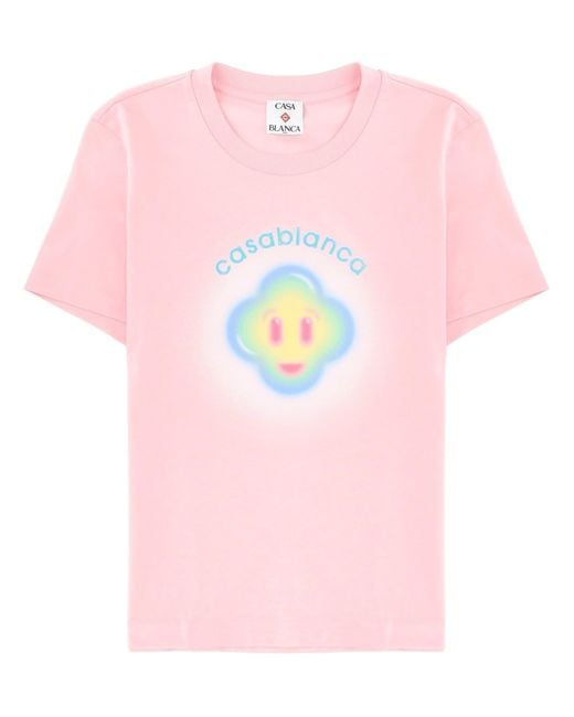 Casablanca Pink Graphic Crew Neck T-Shirt