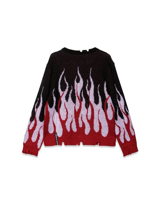 Sweater With Double Flames di Vision Of Super in Red
