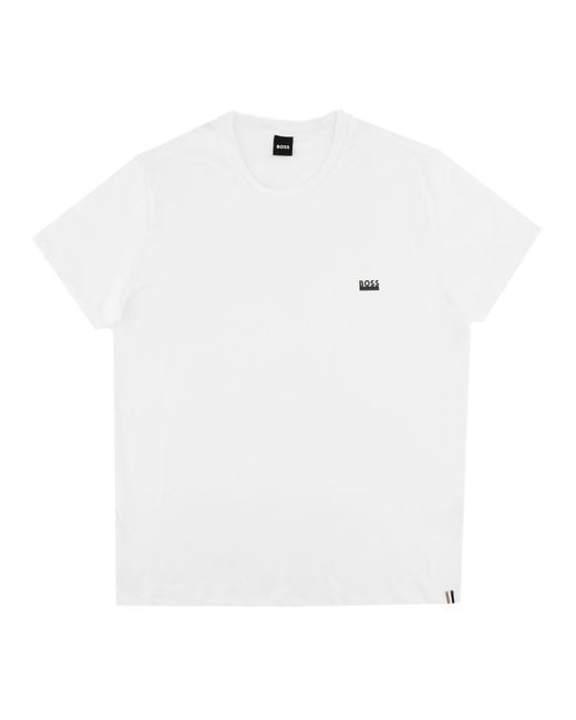 Boss White Cotton T-Shirt for men