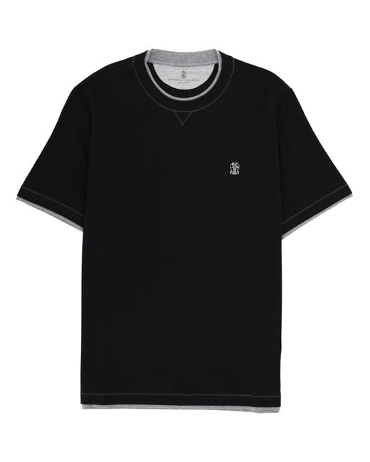 Brunello Cucinelli Black T-Shirt With Logo for men