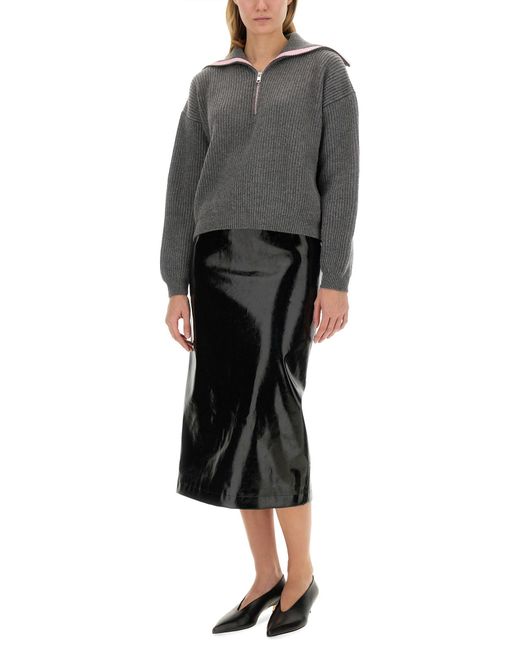 Patent Leather Midi Skirt-Donna di MSGM in Black