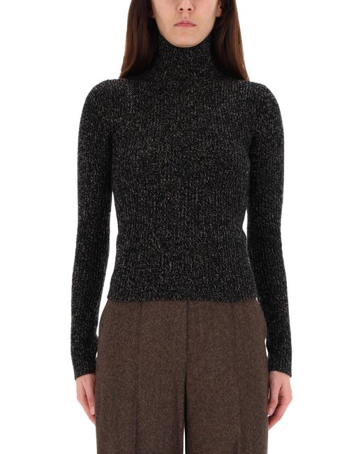 Max Mara Black Wool And Cashmere Mouliné Turtleneck