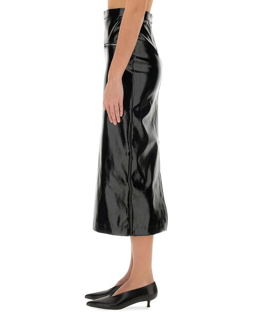 Patent Leather Midi Skirt-Donna di MSGM in Black