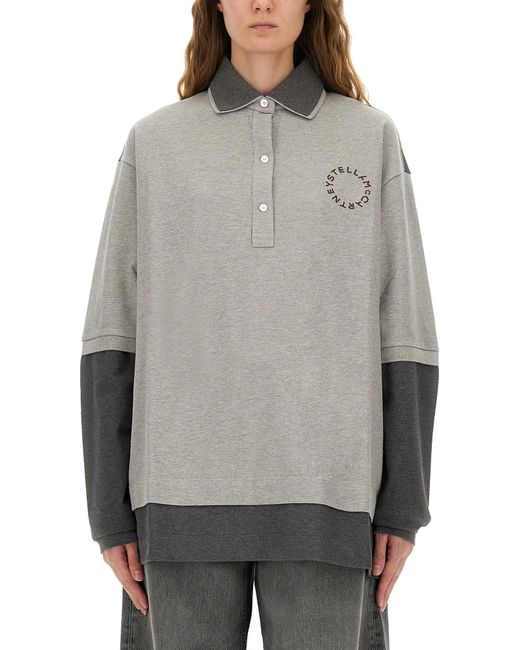 Stella McCartney Gray Logo Shirt Collar Polo