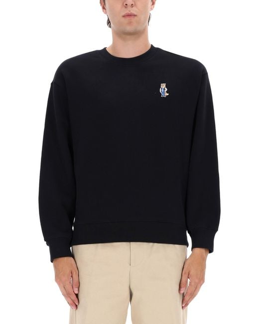 Maison Kitsuné Blue Relaxed-Fit Sweatshirt With Embroidered Emblem for men