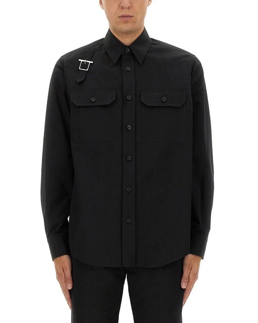McQueen Black Harness Utility Shirt And Blouse for men
