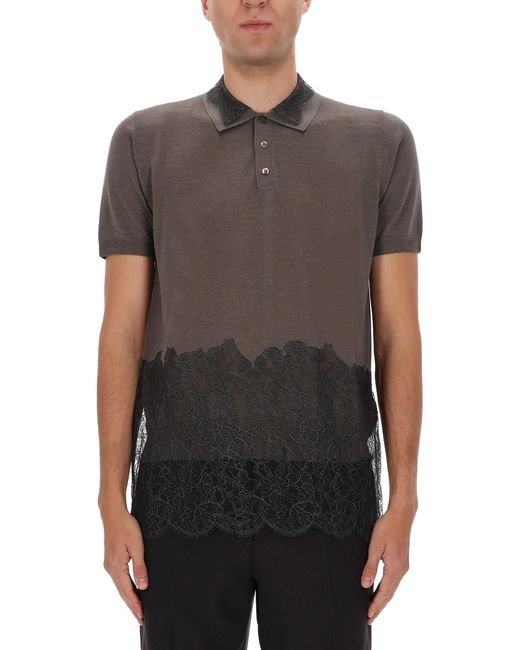 Fendi Gray Polo With Lace for men