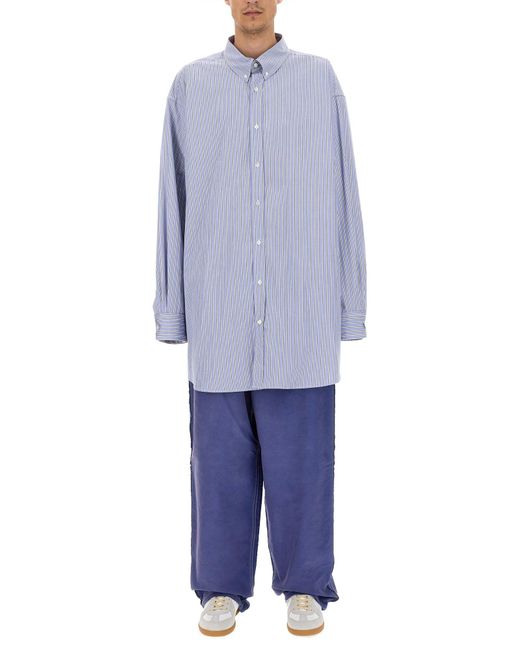 Maison Margiela Blue Oversized Cotton Oxford Shirt for men