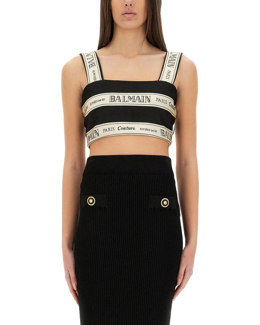 Balmain Black Exquisite Leather Top