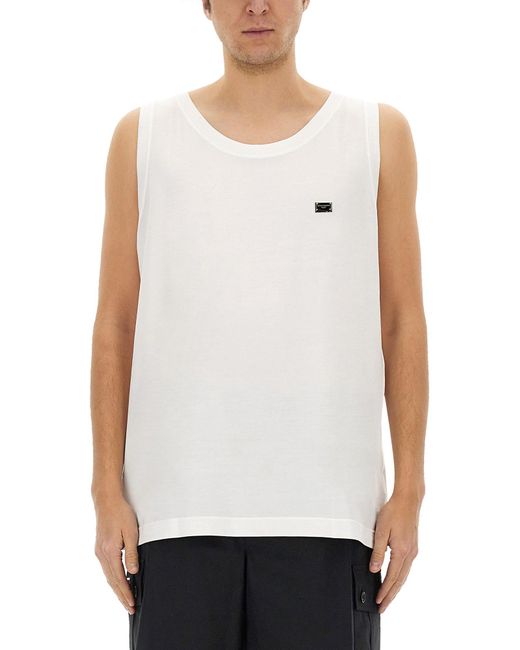 Dolce & Gabbana White Oversize Cotton Tank Top for men