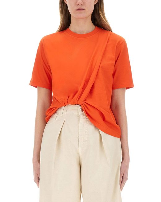 MSGM Orange Asymmetrical Tshirt