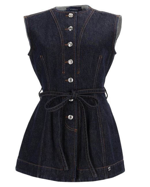 Sportmax Blue Denim Sleeveless Top