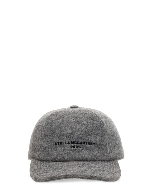 CAPPELLO DA BASEBALL IN COTONE CON RICAMO LOGO di Stella McCartney in Gray