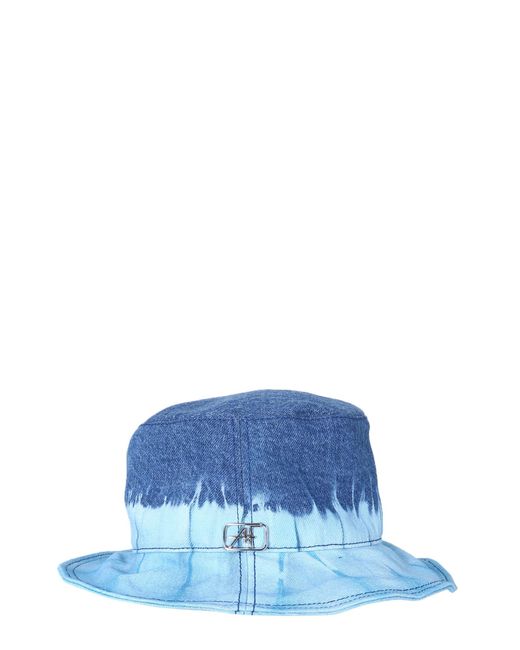 CAPPELLO BUCKET IN DENIM DI COTONE CON STAMPA TIE DYE E LOGO di Alberta Ferretti in Blue
