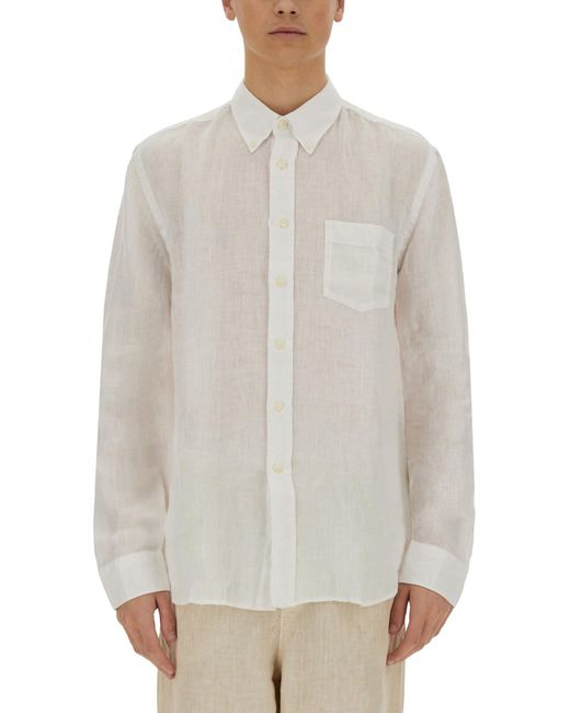 Camicia Button Down di 120% Lino in White da Uomo