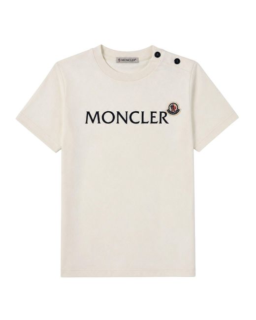Moncler White T-Shirt Con Stampa Logo
