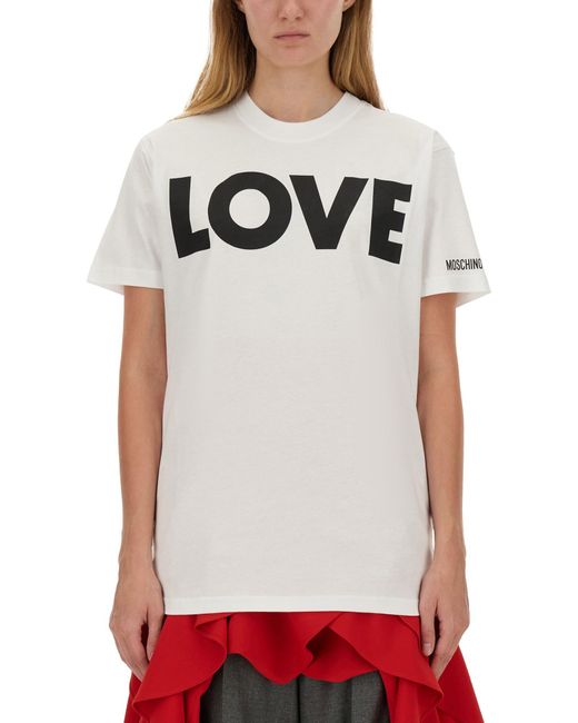 Moschino White Graphic Crew Neck T-Shirt
