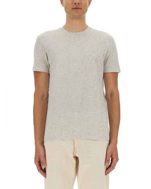 Tom Ford White Melange Cotton Blend T-Shirt for men